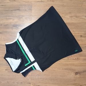 Lopez Ladies' Golf Shirt Sleeveless Collar Navy Green White Polo 1/4 Snap  Small